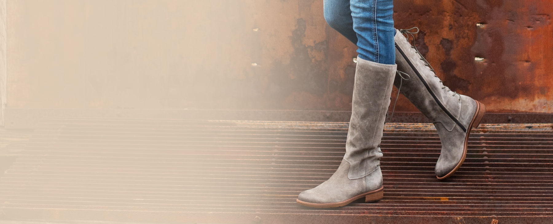 Featured Style: The Sharnell II boot, shown in Pietra-Grey-Suede with Sure-fit Shaft